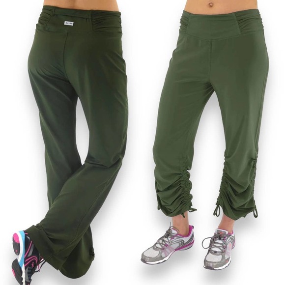 Alex + Abby NWT Olive Chive Motion Ruched Adjustable Bootcut Woven Pant Medium - Picture 1 of 11